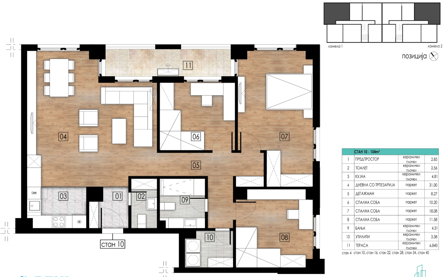 NOVI STANOVI VO MADZARI OD 46m2 do 104m2