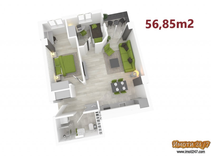 SE PRODAVA NOV STAN 57m2 VO KARPOS 4 NA 4ti KAT SO DVE SPALNI