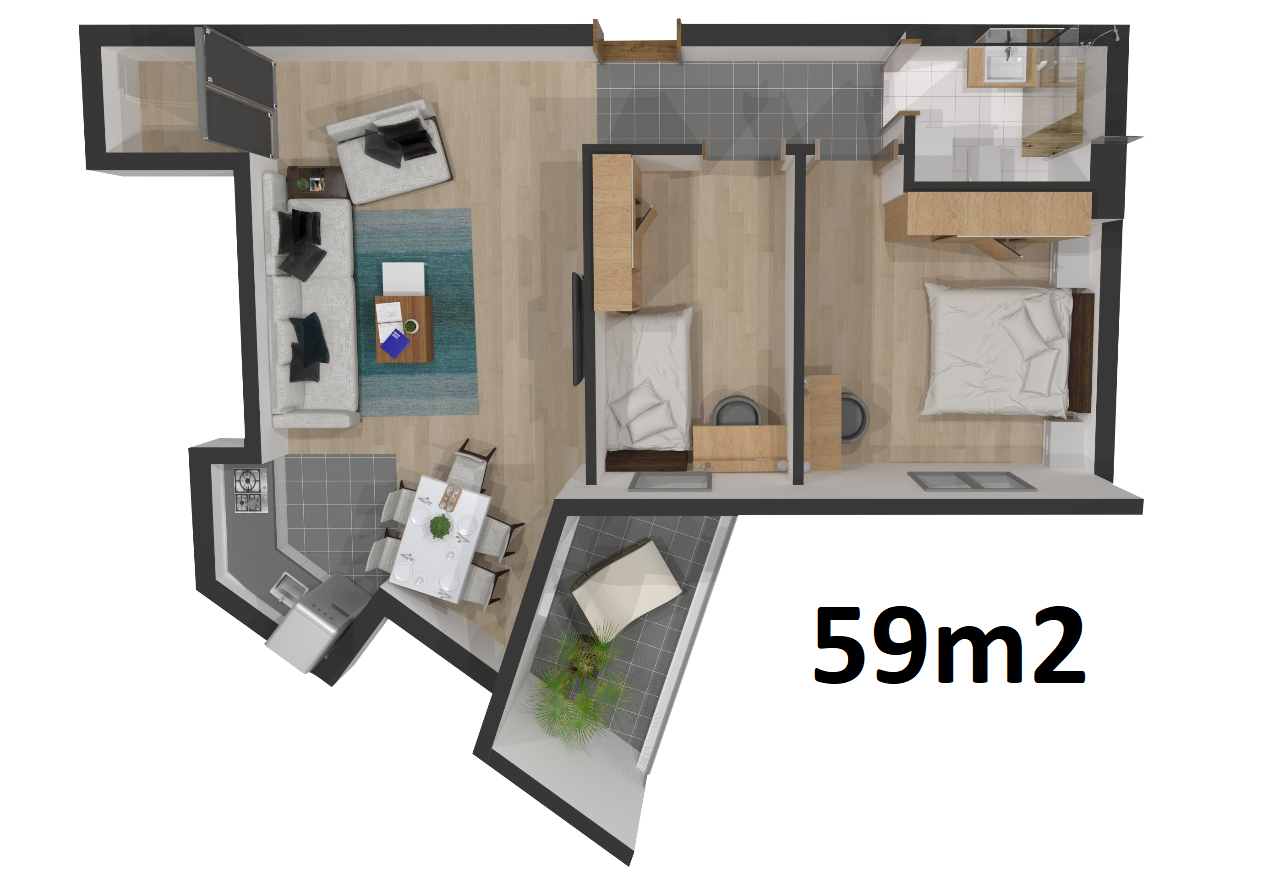 SE PRODAVA NOV STAN 59m2 SO DVE SPALNI VO CENTAR-KAPISTEC-2 KAT