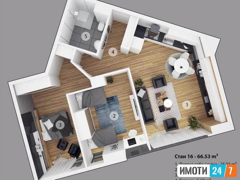 Се издава трособен празен станЦентар